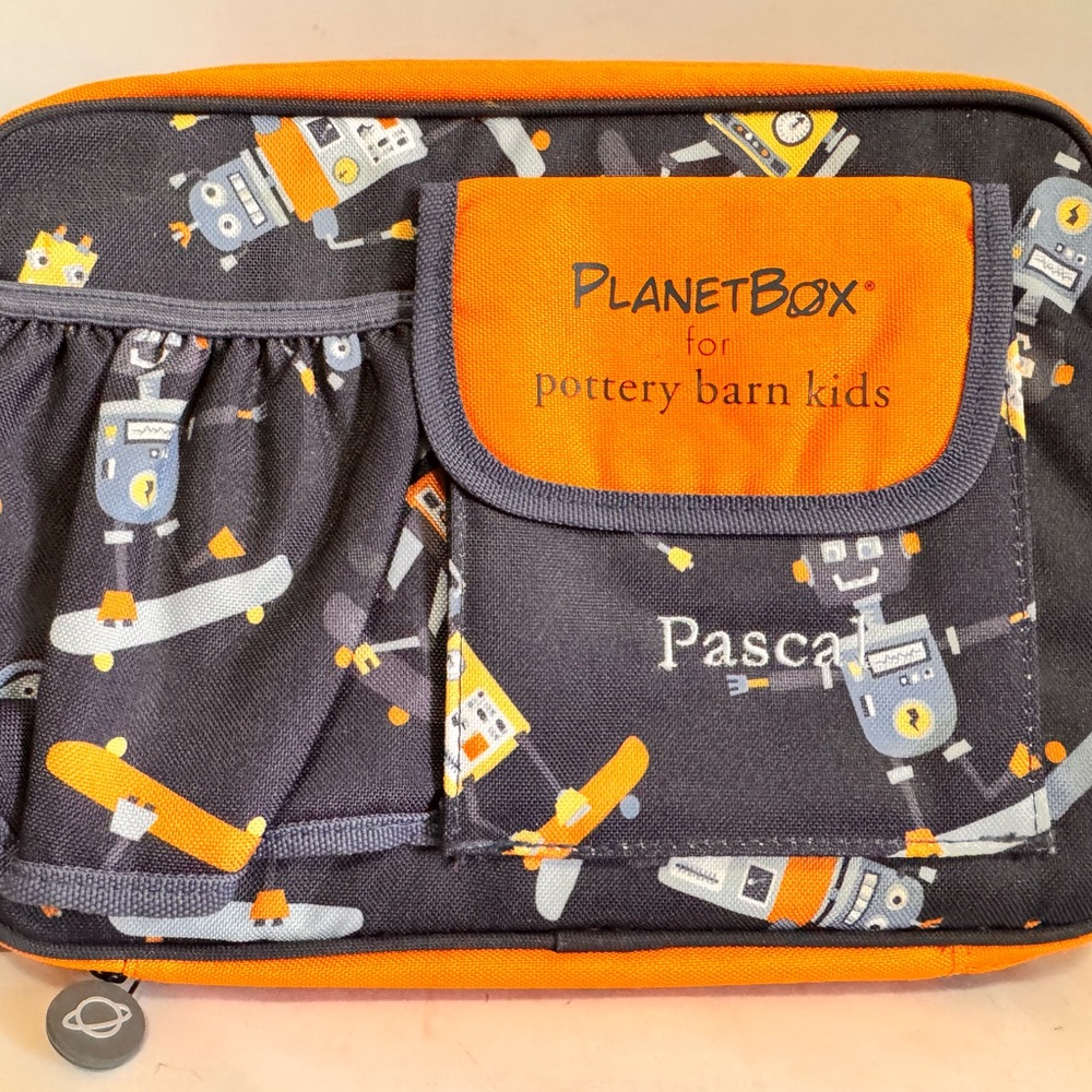 PlanetBox Kids Lunch Bag Bento Box with Robot on Skateboard " PASCAL"